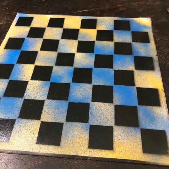 Painted Chess Set - Blu Yellow Mix (Pink Pieces) - Picture 6 of 10